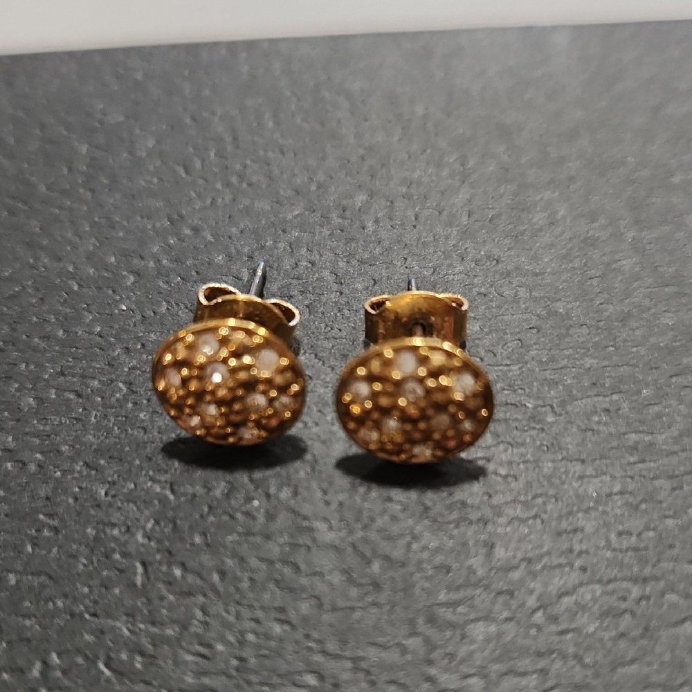 Gold Pavé Stud Earrings with Sparkling Crystals